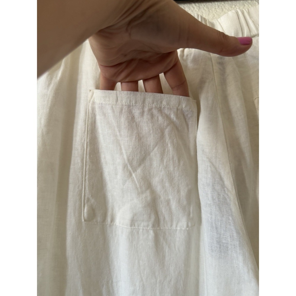 New Sincerely Jules Linen Cargo Pants XL White Wide Leg High Rise Linen Blend - Picture 9 of 16
